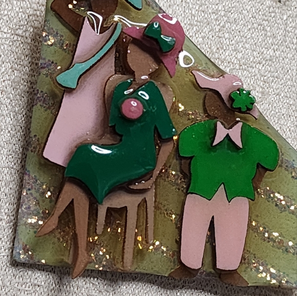 VINTAGE LUCINDA WOMAN PINS BROOCH MIXED MEDIA HANDMADE 1980s 1990s EXCELLENT - Picture 4 of 9